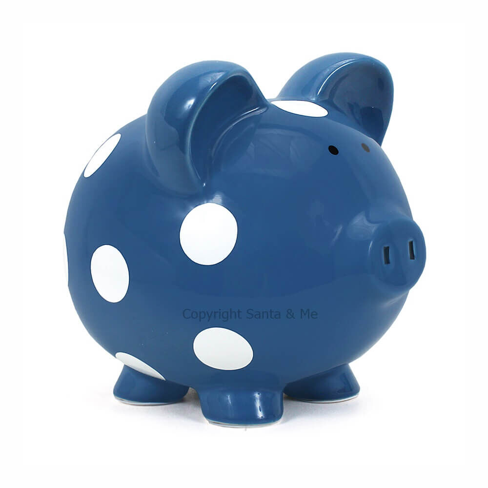Large Polka Dot Piggy Bank /Dark Blue