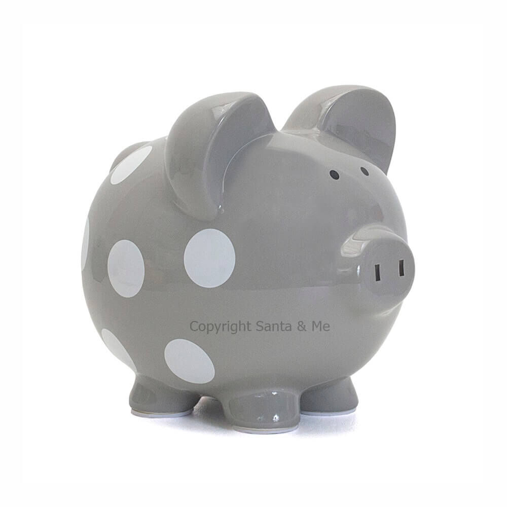 Large Polka Dot Piggy Bank /Grey
