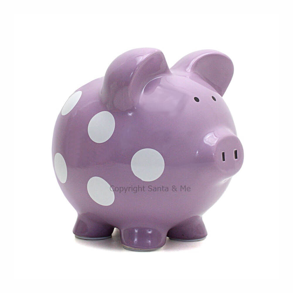 Large Polka Dot Piggy Bank /Purple