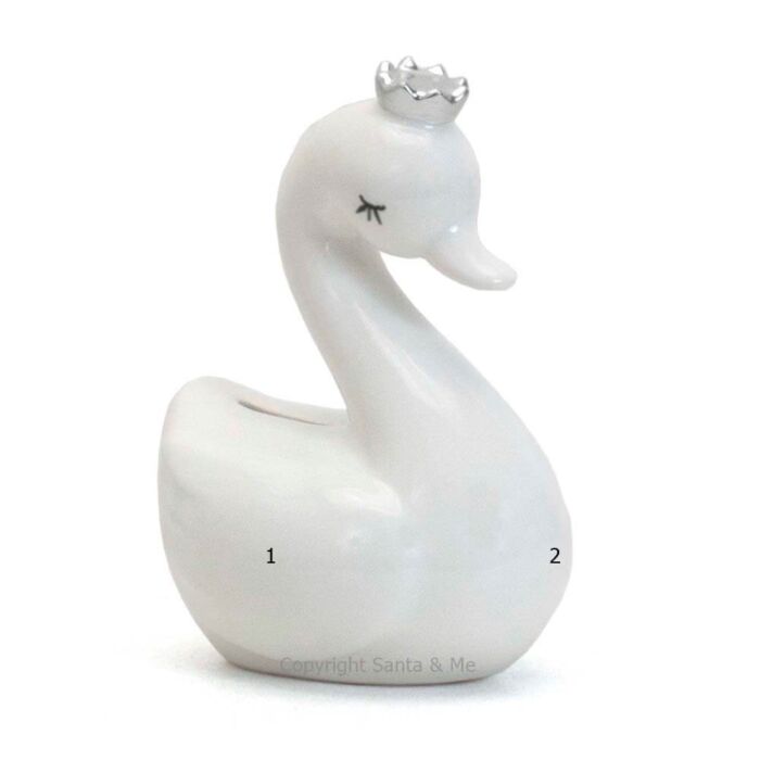 White Swan With Silver Crown Bank - 3568WT - Santa & Me White Swan With Silver Crown Bank - 3568WT - Santa & Me