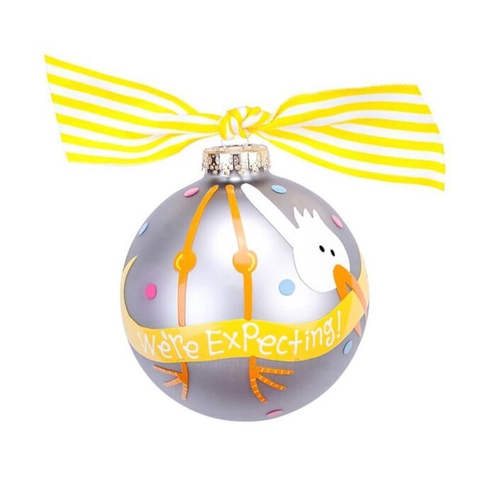 Stork We are Expecting Glass Ornament - CHILD-STORK - Santa & Me Stork We are Expecting Glass Ornament - CHILD-STORK - Santa & Me