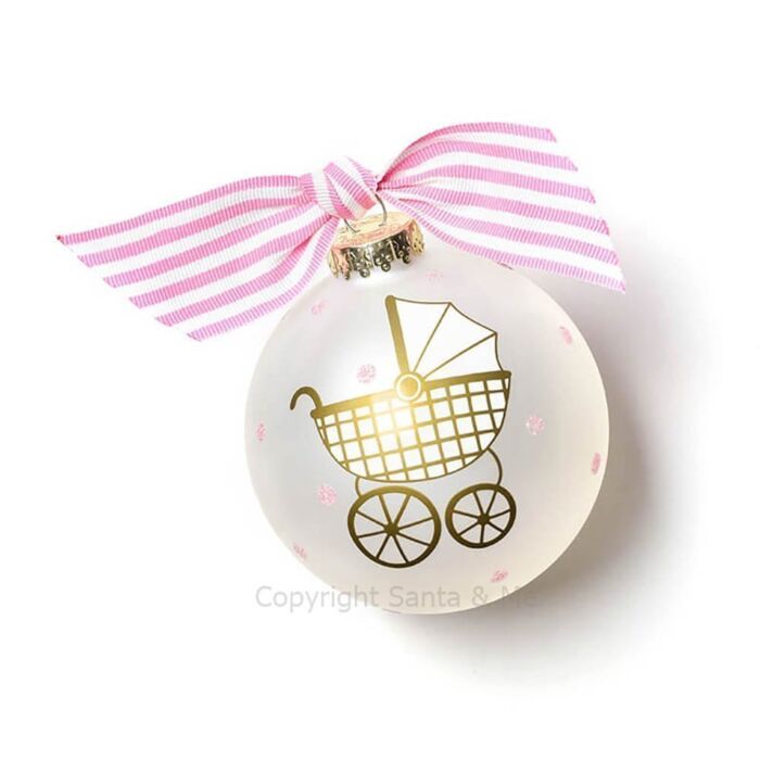 Welcome Little One Carriage Girl Glass Ornament - CHILD-WELCAR-1 - Santa & Me Welcome Little One Carriage Girl Glass Ornament - CHILD-WELCAR-1 - Santa & Me