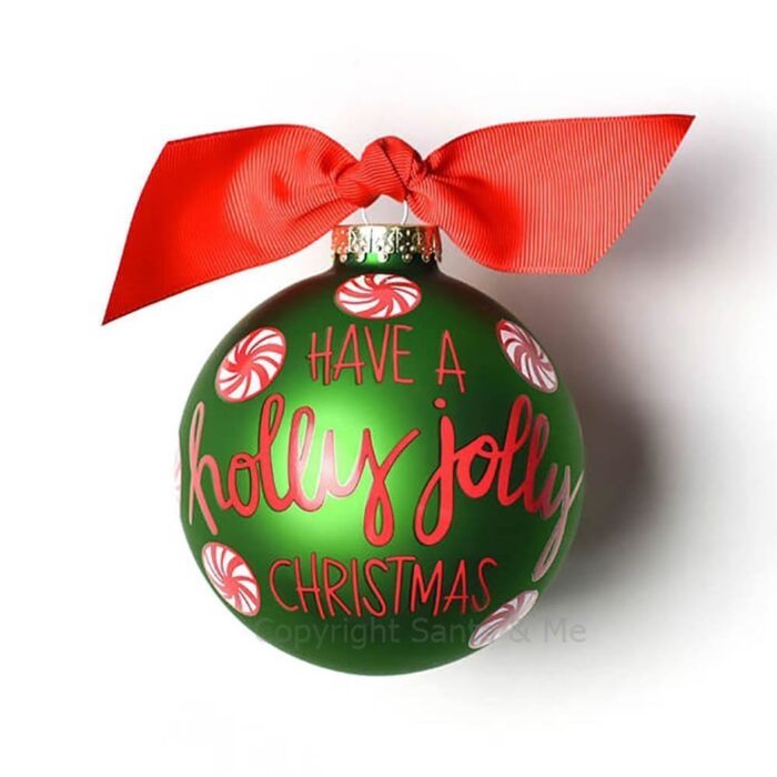 Holly Jolly Peppermint Glass Ornament - CHMAS-PPMINT - Santa & Me Holly Jolly Peppermint Glass Ornament - CHMAS-PPMINT - Santa & Me