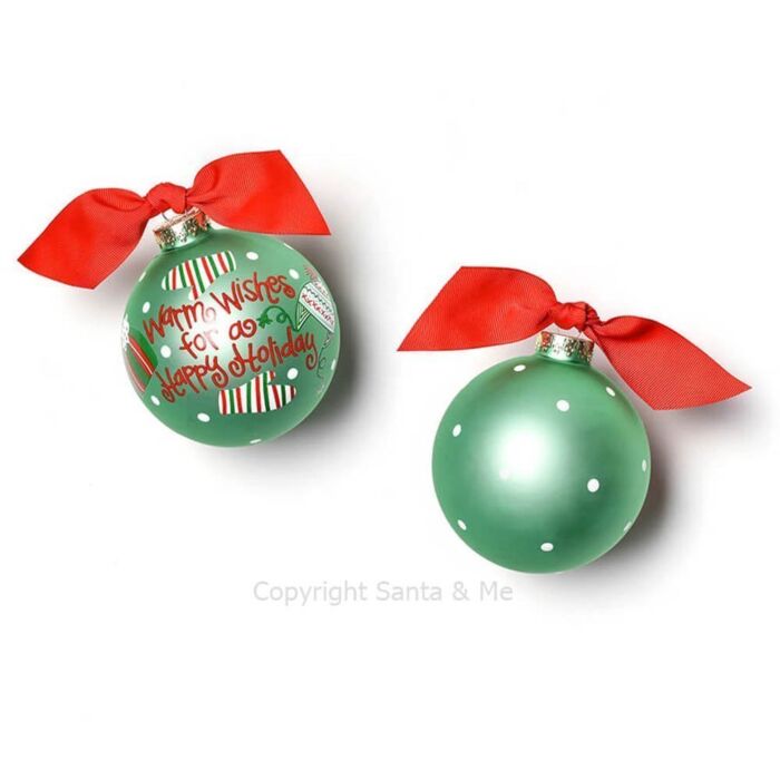Warm Wishes for a Happy Holiday Glass Ornament