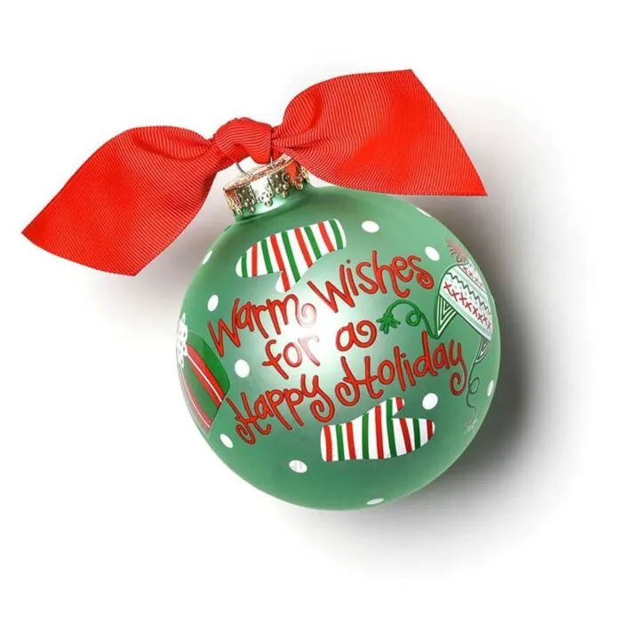Warm Wishes for a Happy Holiday Glass Ornament - CHMAS-WRMKNI - Santa & Me Warm Wishes for a Happy Holiday Glass Ornament - CHMAS-WRMKNI - Santa & Me