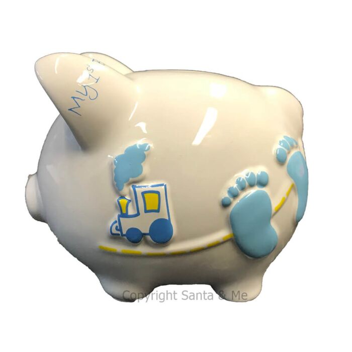 Small - Raised Babys First /Blue - Piggy Bank - CR120BB - Santa & Me Small - Raised Babys First /Blue - Piggy Bank - CR120BB - Santa & Me