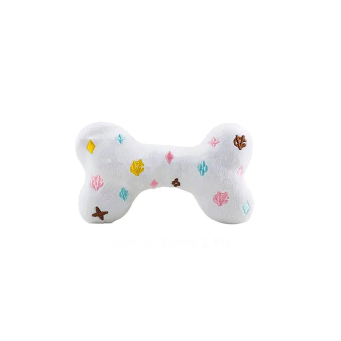Small - White Chewy Vuiton Bone Toy (Pets)