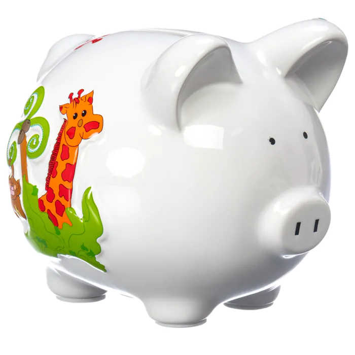 Piggy Bank - Raised Jungle Design / Small Piggy Bank - Raised Jungle Design / Small