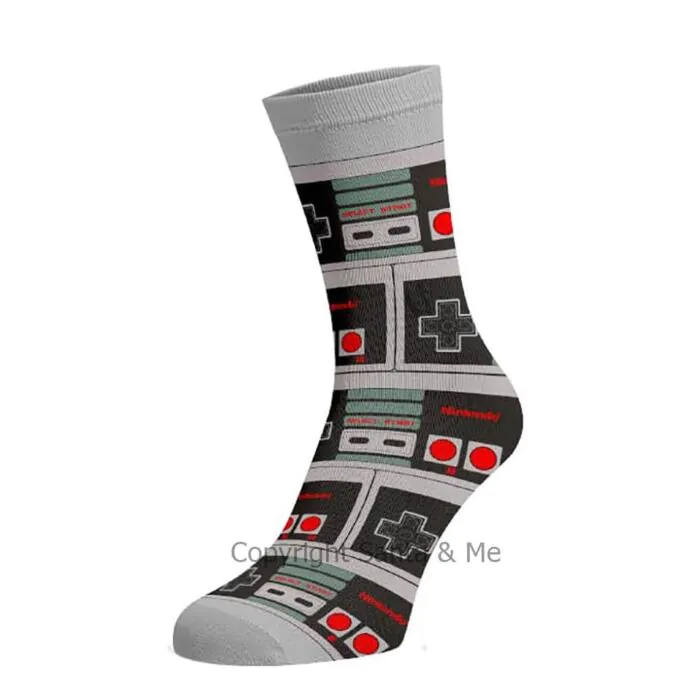 Classic Nintendo Controller -  Crew Socks Light Grey