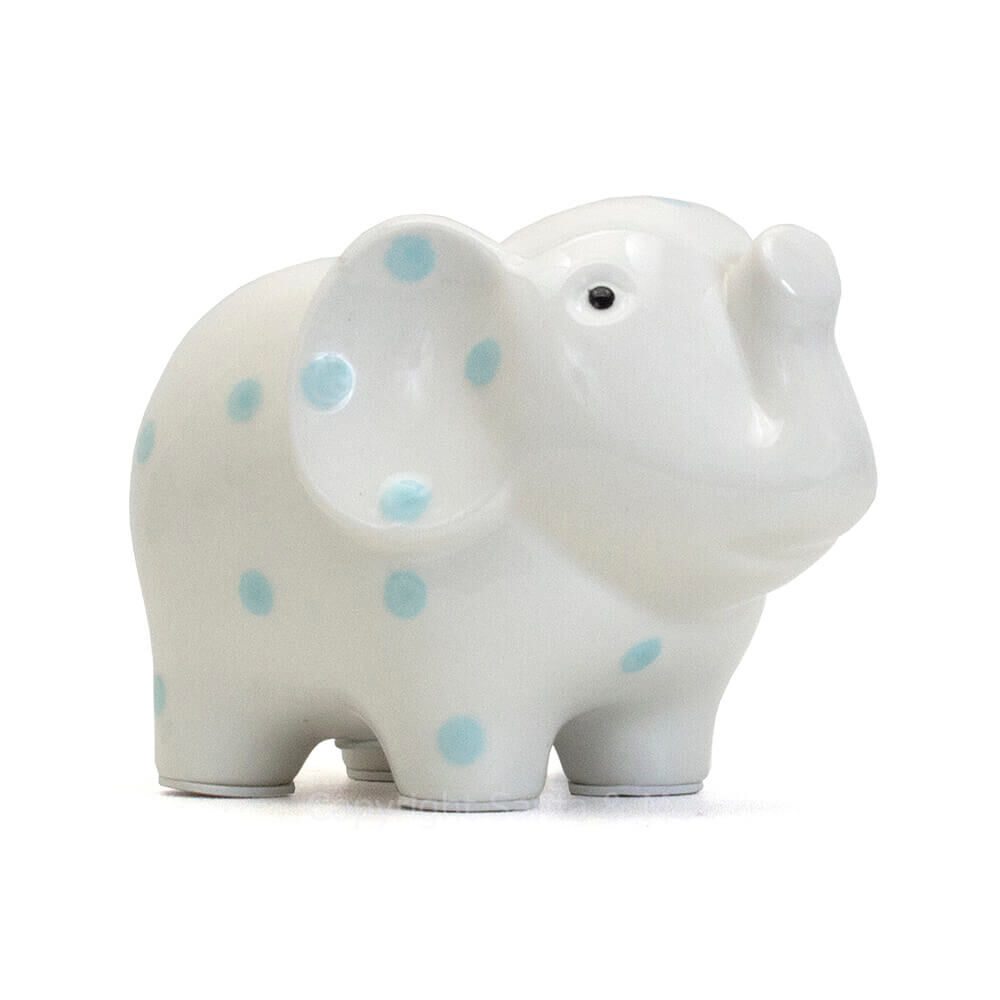 White Elephant Bank - Blue Polka Dots
