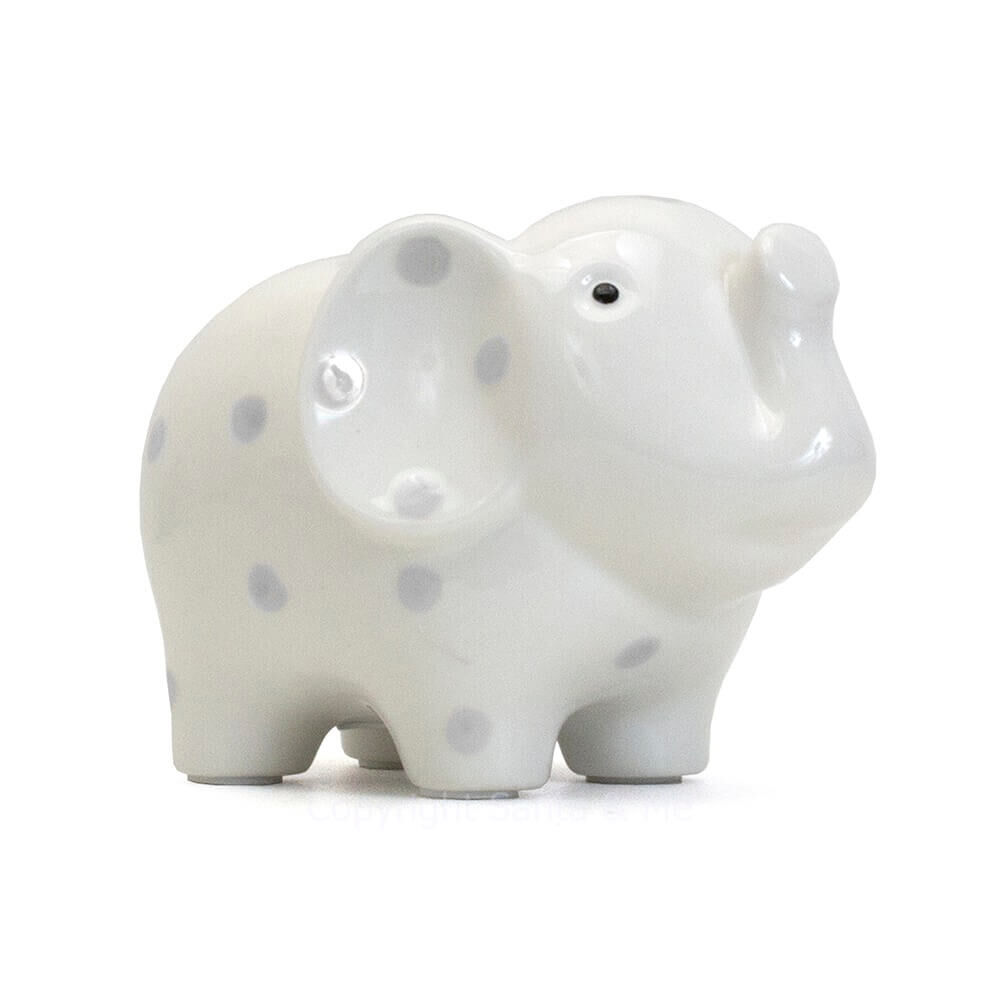 White Elephant Bank - Grey Polka Dots