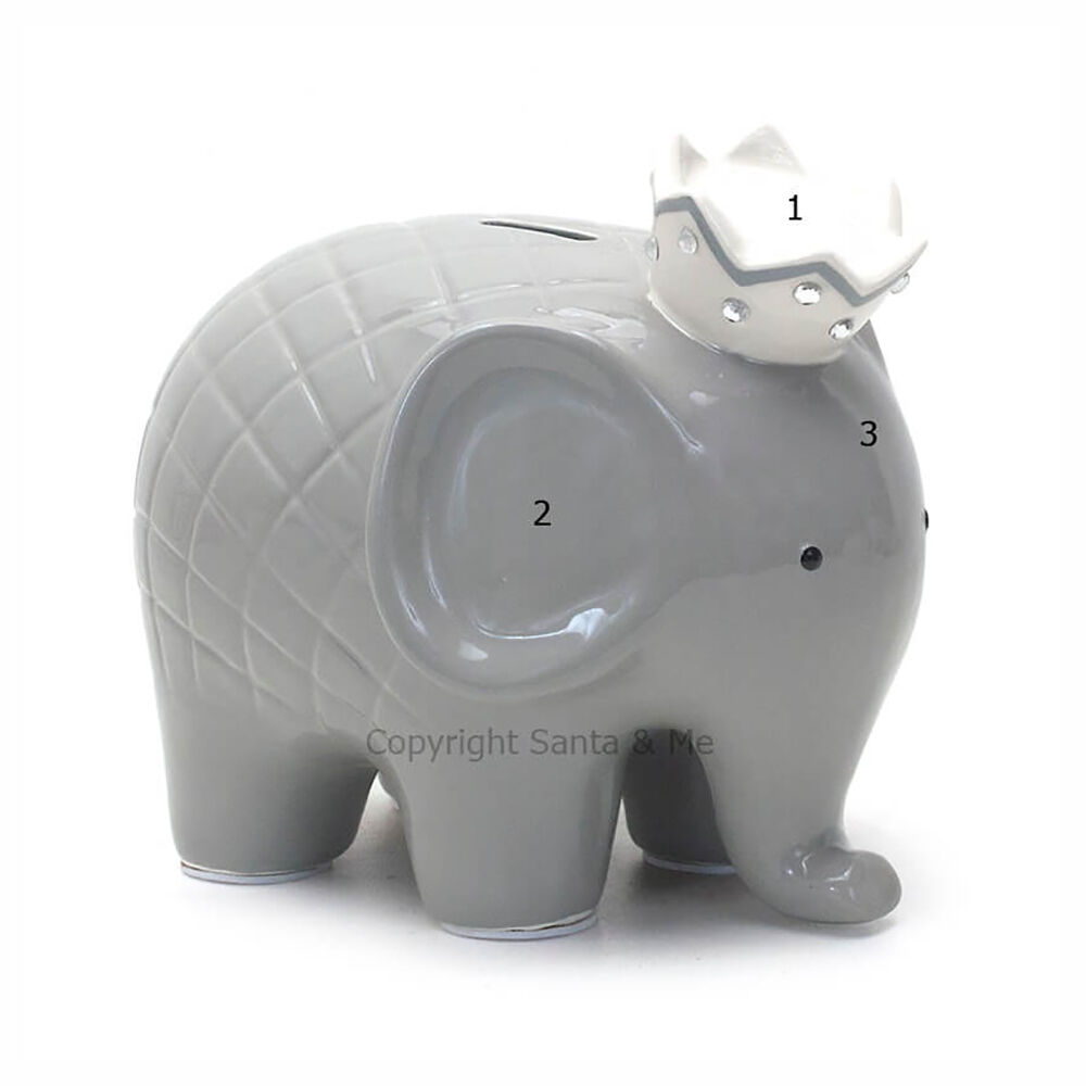 Large Coco Elephant Bank /Grey