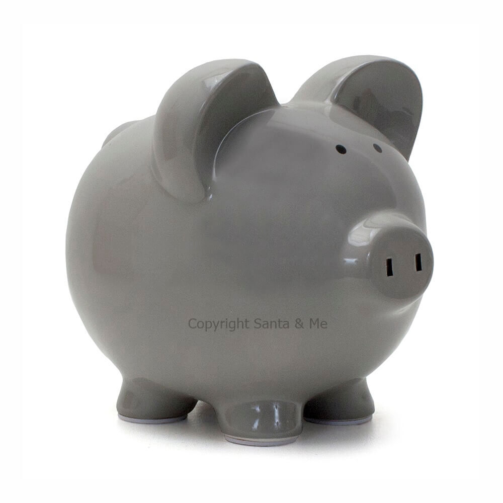 Large Big Eared Piggy Bank /Grey