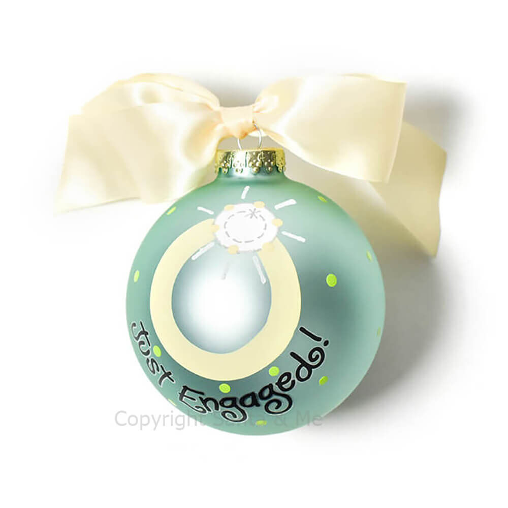 Just Engaged Glass Ornament
