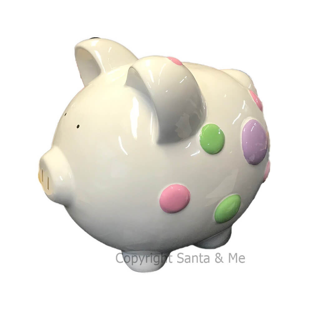 Large - Raised Polka Dot Design - Piggy Bank