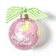 Babys 1st Christmas Pink Elephant Glass Ornament