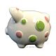 Small - Raised Polka Dot Design /White - Piggy Bank - CR120PDW - Santa & Me