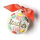 Best Teacher Ever Glass Ornament - SBREL-BST-TC - Santa & Me