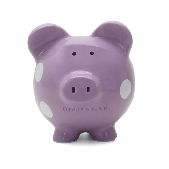Large Polka Dot Piggy Bank /Purple
