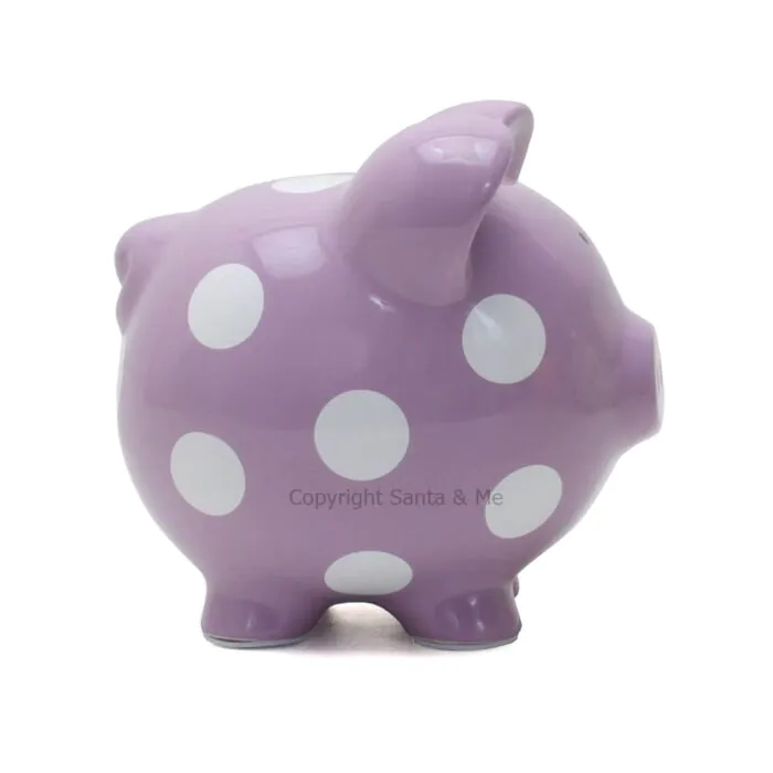 Large Polka Dot Piggy Bank /Purple