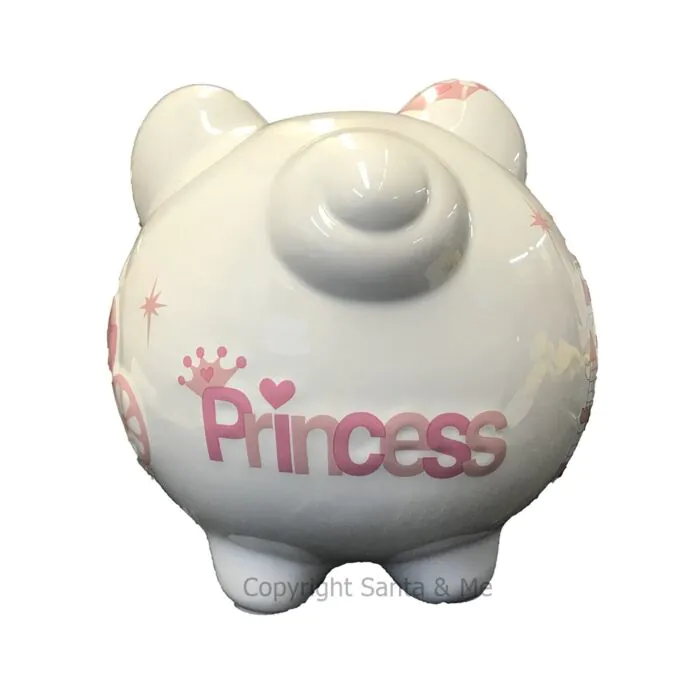 Large - Raised Princess Design - Piggy Bank