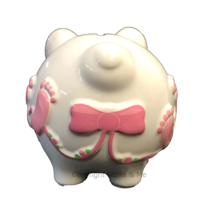 Small - Raised Baby's First /Pink - Piggy Bank