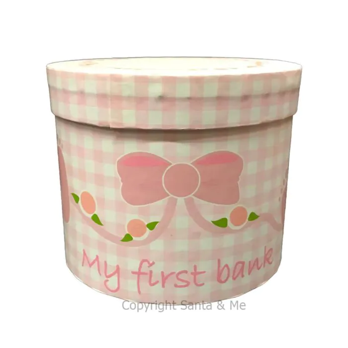 Small - Raised Baby's First /Pink - Piggy Bank