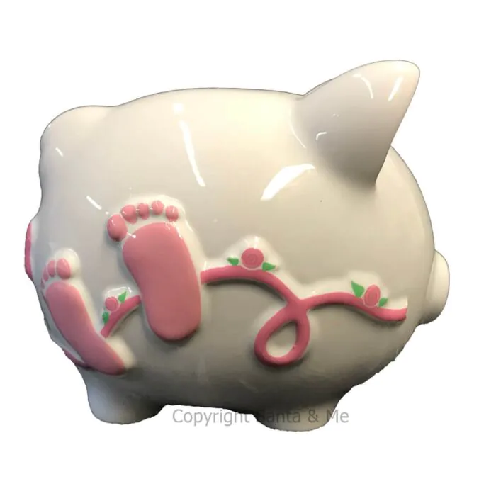 Small - Raised Baby's First /Pink - Piggy Bank