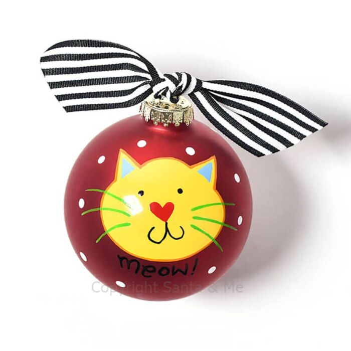 Meow Red Cat Glass Ornament - SBREL-CAT - Santa & Me Meow Red Cat Glass Ornament - SBREL-CAT - Santa & Me